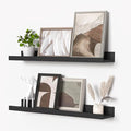 Heimlove Picture Ledge Shelf, Floating Shelves Set of 2, 24 Inches Picture Shelf for Wall with Ledge, Kids Bookshelf Wall Mounted for Living Room Bedroom Decor Books Photo Frames - Black
