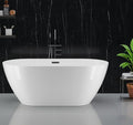 Freestanding Bathtubs 59 inch Acrylic Stand Alone Tub – White Finish with Chrome Drain, Ergonomic Oval Design, Modern Freestanding Tub for Bathroom, Family or Guest Soaking
