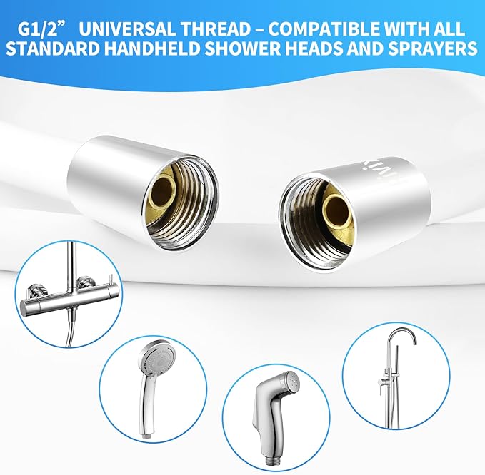 Extra Long Replacement Shower Hose Extension Handheld Shower Head Hose 118 Inches Flexible and Durable with Brass Insert and Nut rv shower head with hose