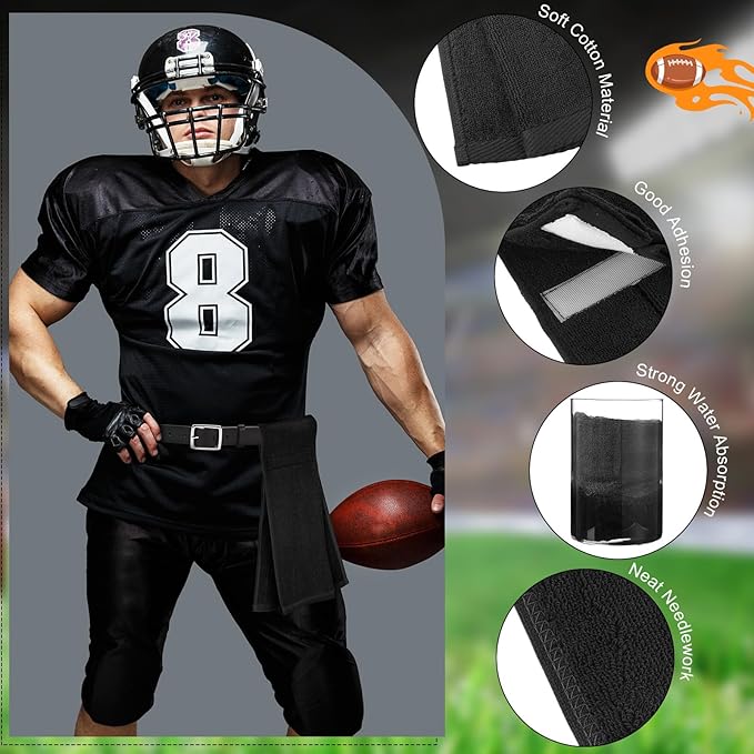 Shimeyao 2 Pcs Cotton Sports Football Towel with Closure Pitching Football Sweat Towel for Sports Gym Men Women Accessories(Black, Red, Various)