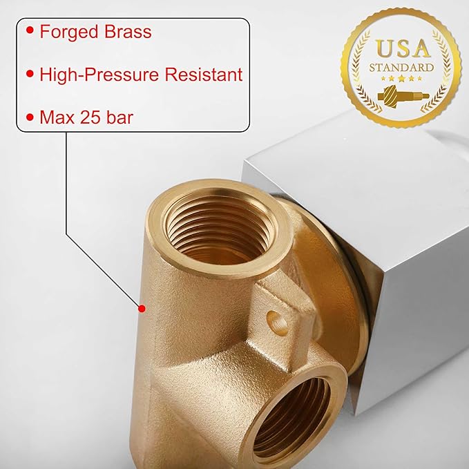 SKOWLL Shower Valve Kit Wall Mount Shower Mixing Valve Kit Brass Body Rough-In Valve Trim Kit, Polished Chrome Single Handle Control Valves Kit