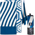 VENTURE 4TH Microfiber Beach Towel: Quick-Dry, Compact, Sand-Free, Absorbent, Sandproof and Lightweight - Perfect for Camping, Beach, and Roadtrips (Dark Blue Stripes Design | 35x78 inches)