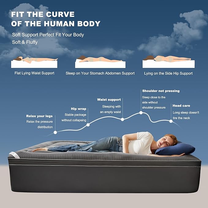 BEDLORE Queen Mattress Topper, Thick Pillow Top Pad for Back Pain Relief, Cooling Soft Mattress Cover with Deep Pockets 6-18 inch