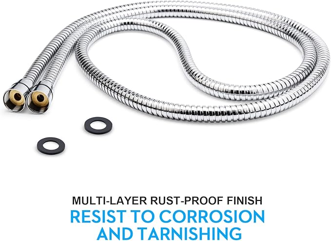 Shower Hose, 79 Inches Extra Long Stainless Steel Handheld Shower Head Hose with Brass Insert and Nut - Durable and Flexible(Chrome)