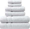 SOFE H&L | Olea Luxury Turkish Cotton Bath Towels Set of 6 : 2 Bath Towels 2 Hand Towels 2 Wash Cloths White | Thick, Premium, Soft, Durable, Absorbent - Hotel Quality Towel Sets for Bathroom