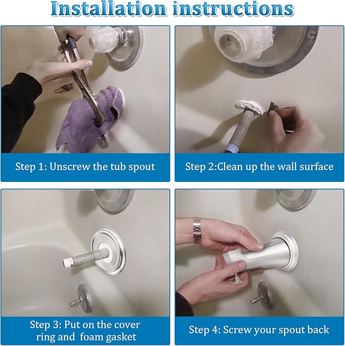 Enhon Metal Tub Spout Cover Ring, Bathroom Faucet Remodeling Wall Plate with Foam Gasket, 1-1/2 Inch ID and 3-5/8 Inch OD(Brushed Nickel)