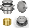 Tip-Toe Bathtub Drain Kit with Two-Hole Overflow Plate, Premium Quality Bath Tub Drain Replacement, Universal Fine/Coarse Thread Bathtub Stopper (Brushed Nickel)