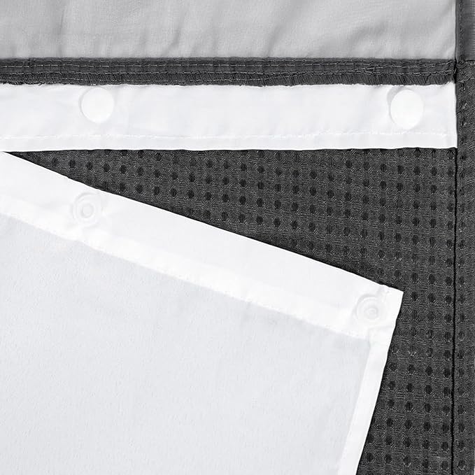 River Dream Heavyweight No Hooks Required Dotted Waffle Weave Shower Curtain with Snap in Liner -Stall 54W x 80H,Hotel Grade,Spa Like Bath Curtain,Graphite Grey