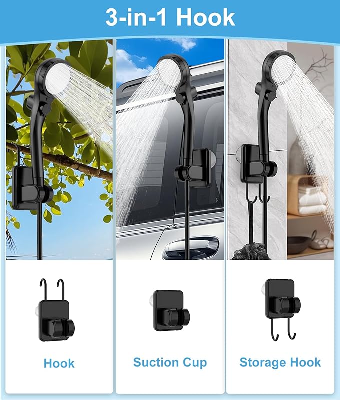 WADEO Portable Camping Shower, 6000mAh Rechargeable Shower Pump, Filtered Shower Head & 5 Gallons Foldable Bucket, Outdoor Shower for Hiking Beach, Travel, Pet Bath, Car Washing, Surf & Boat Cleaning