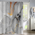 Gibelle Abstract Marble Shower Curtain, Grey Jade Texture Gold Stripes Ombre Watercolor Paint, Modern Ink Art Decor Waterproof Fabric Curtain for Bathroom Set, 71x71