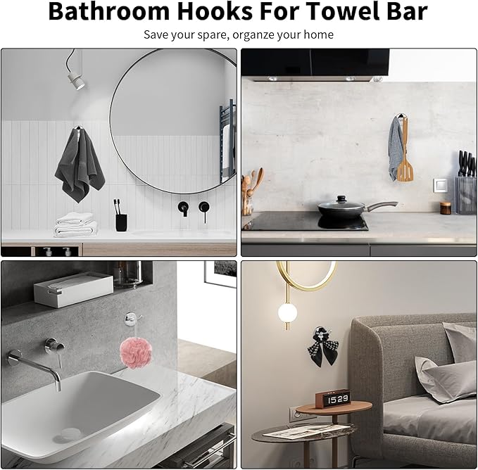Newfun 8-Pieces 24" Bathroom Hardware Set, Bathroom Accessory Set, Includes 24" Adjustable Bath Towel Bar, Towel Rings Wall Mounted, Toilet Paper Holder, Robe Towel Hooks (Polished Chrome)