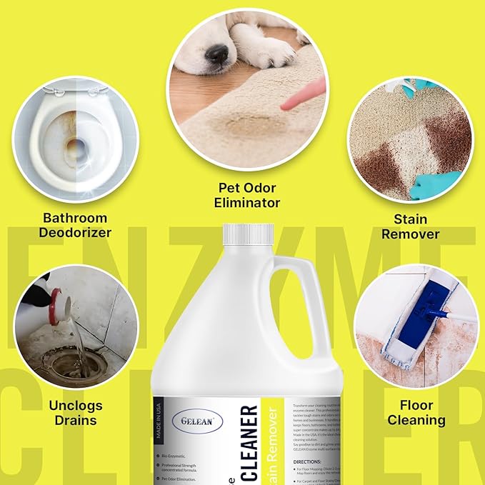 Multi-Purpose Probiotic Enzyme Citrus Cleaner, 64oz - Pet Stain and Odor Remover - Concentrated - Professional & Home Strength Drains, Floors, Bathrooms, Toilets Trash Can, Made in USA