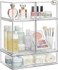 Stackable Storage Drawers Set of 5 Pack, Clear Bottles Organizer for Baby Bottle, Cosmetics, Acrylic Organizers and Storage for Bathroom,Vanity, Pantry, Cabinet, Kichen Countertop