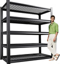 Garage Shelving,Heavy Duty Garage Storage Shelves,Metal Shelving Unit,5 Tier Adjustable Steel Utility Shelf,Use for Basement,Warehouse, Pantry Closet,Black (81.1" H*19.67" D*45.67" W)
