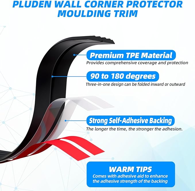 20FT Flexible Wall Corner Protector Moulding Trim, Peel and Stick Inside & Outside Wall Corner Guards Edge Protector,Self Adhesive Molding Trim Strip for Edge Ceiling