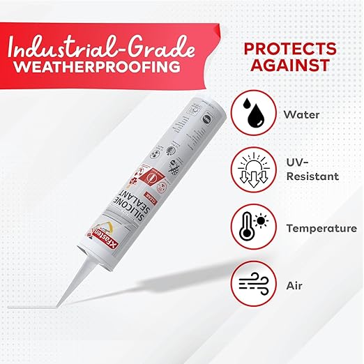 XFasten Clear Silicone Caulk Neutral Cure 10.1 oz – 100% Waterproof Silicone Sealant, Crack and Shrink Resistant, Low Odor, Strong Adhesion Caulking for Kitchen, Bath, Window, Shower, Outdoor Use