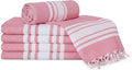 Turkish Cotton Beach Towel Pack of 6 & 1 Boho Tote Bag - Hammam Towels - No Shrink - Quick Dry - Lightweight - Sand Free - Camping - Pool - Tanning - Beach Essentials - Coral (40"x70")