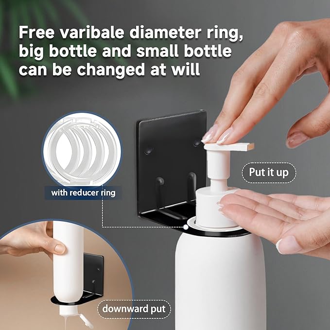 LEFTSTARER 4Pcs Soap Dispenser Wall Mount Bottle Holder, Shampoo Holder for Shower Wall for Soap/Lotion/Detergent/Shower Gel Container Dispenser Holder for Kitchen Bathroom Toilet (4pcs Silver)