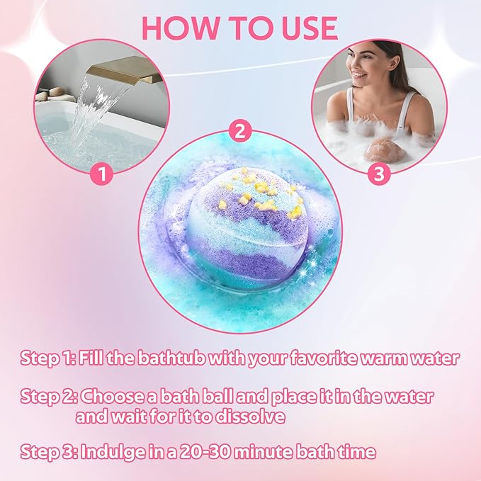 12PCS Bubble Bath Bombs Gift Set,Natural Handmade Bathbombs,Moisturizing Relaxing Shower Bombs,Organic Bath Bomb Kit Spa Gifts for Women,Men,Mom,Girls Boys and Birthday