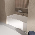 60x30 Inch Acrylic Drop-in Bathtub, Rectangular Soaking Tub with Integral Apron,Built-in Bathtub, Matte Drain and Overflow, Ergonomic Design, Easy Installation for Bathroom, Left Overflow and Drain