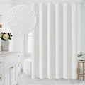 MitoVilla White Fabric Shower Curtain 72 x 78, Farmhouse Long Modern Geometric Cloth Shower Curtain for Bathroom Decor, Luxury Marble Textured, 78 inch Long