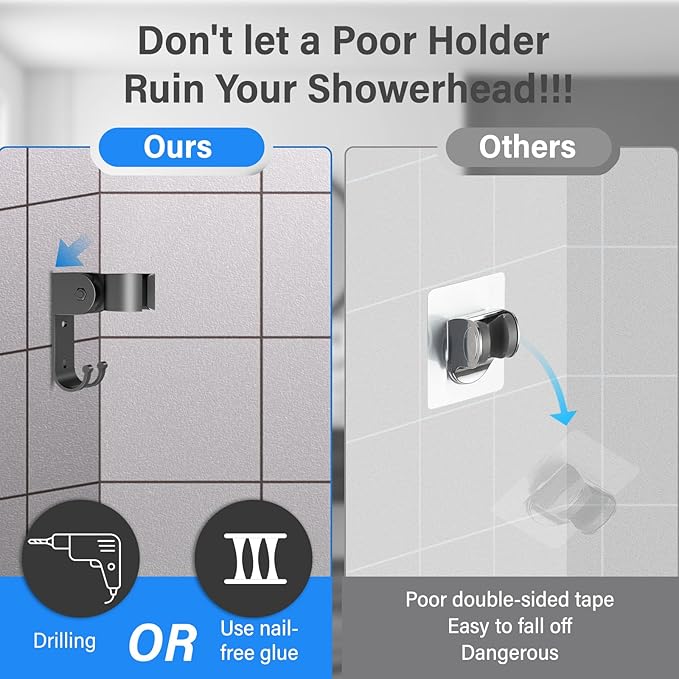 Dual Shower Head with Handheld for Couples: High Pressure Double Shower Heads for Two People - Adjustable Two Showerhead System with 3 Flow Settings Fits 2 Person Bathroom (Black)