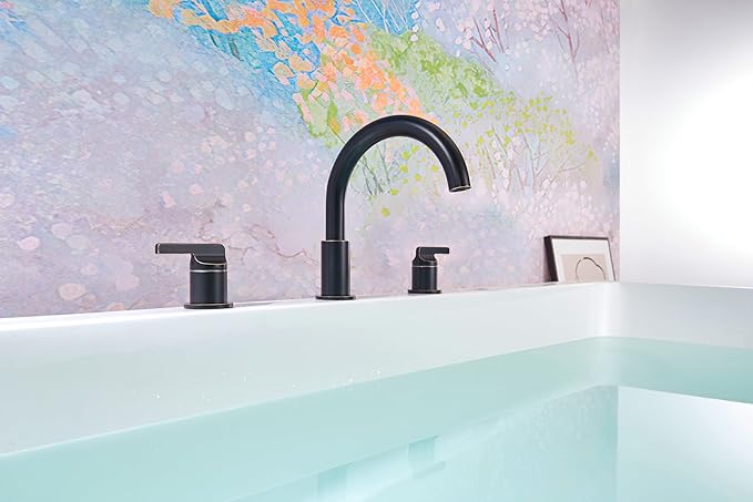 SITGES Oil Rubbed Bronze High-Arc Bathtub Faucet,Solid Brass,2-Handle Deck Mount Tub Faucet,3-Hole Roman Bath Tub Faucet Set with Valve