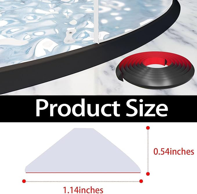 Raycity Shower Threshold Water Dam Barrier,Shower Door and Kitchen Water Strip Dam Shower Guard for Dry And Wet Separation Caulk Seal Strip Edge Trim(98 Inches/Black)