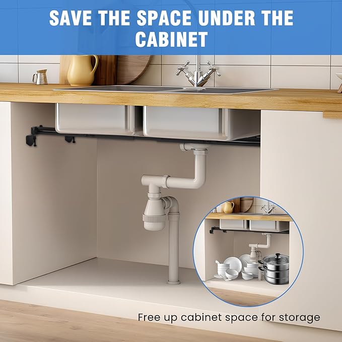 Undermount Sink Brackets Heavy-Duty - Adjustable 27.5-39.4 Inches, Rust-Resistant Zinc Plated Carbon Steel, Space-Saving Horizontal Sink Support Wall Mount Installation for Kitchen & Bathroom Sinks