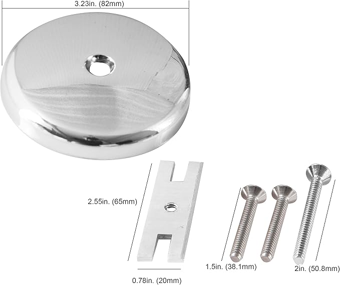 Single Hole Bathtub Drain Overflow Plate with One Matching Screws, Easy to Install, Plated Chrome