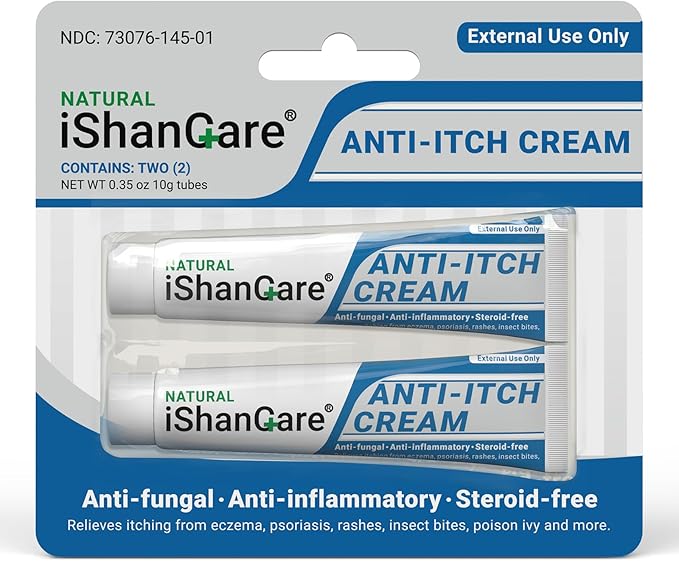 ishancare Anti Itch Cream Extra Strength, Outdoor Portable Itchy Skin Relief Cream for Bug & Mosquito Bites, Insect Bites, Poison Ivy and More Itches, Contains Skin Protecting Oatmeal 0.7oz