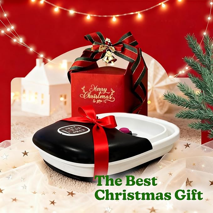 Collapsible Foot Spa Bath Massager with Heat Bubbles and Vibration Massage and Jets, 16oz Tea Tree Oil Foot Soak Epsom Salt, WHALSTAR Foot Bath Bucket With Red Light & Remote
