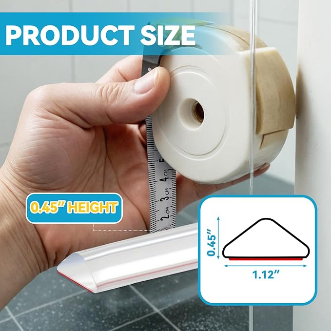 39" Collapsible Shower Threshold Water Dam Shower Barrier Keeps Water Inside Threshold Dry and Wet Separation Retention System Suitable for Bathroom Kitchen Sink Bathtub