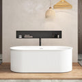 FerdY Nami 67" Acrylic Freestanding Bathtub, V Shape Freestanding Soaking Acrylic Bathtub, Modern White, Brushed Nickel Pop-Up Drain and Minimalist Design Overflow, cUPC Certified