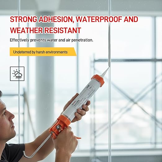 VGS998 Sausage Pack Silicone Sealant for Stone Curtain Wall 6 Pack –19.95 Fl Oz – Black Concrete Crack Repair, Non-Sag Silicone Caulk for Foundation, Walls, Sausage