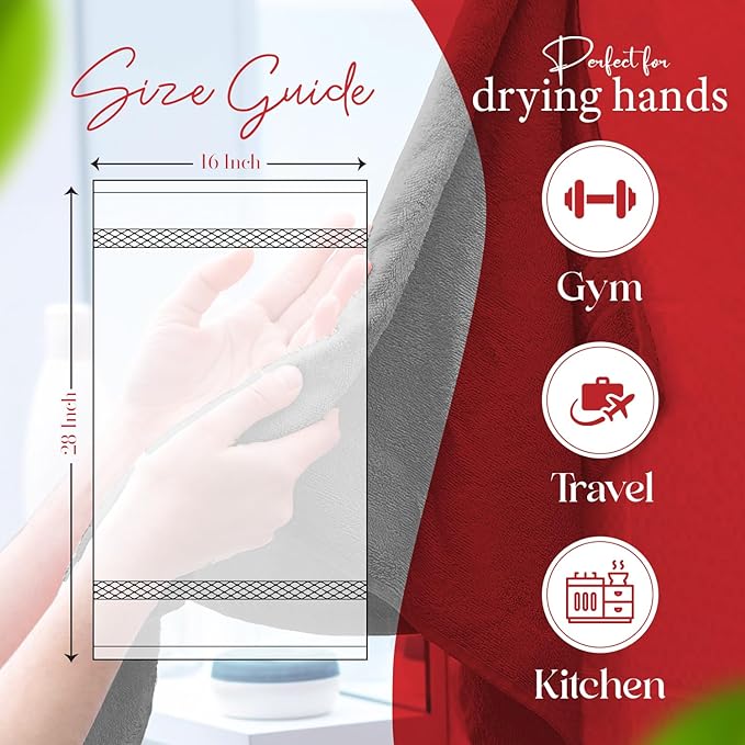 RIVERSIDE 6 Pack Premium Hand Towels Set, 16x28 inches, 100% Ring Spun Cotton, 600 GSM, Soft, Quick Dry and Highly Absorbent, Towels for Bathroom, Kitchen, Gym, Spa - Black