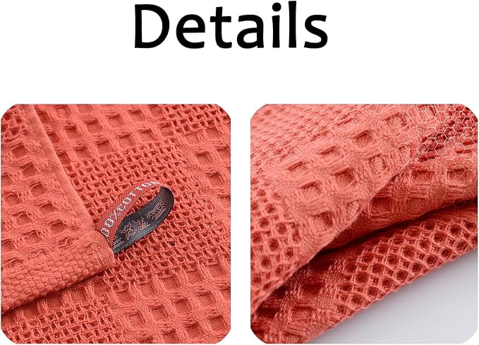Waffle Weave Cotton Washing Cloth Ultra Soft and Absorbent Washcloths for Bathroom Kitchen and Gym Natural Cotton (1, Red)