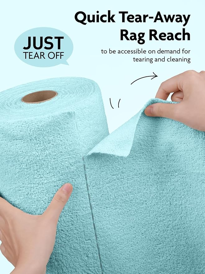 Fantasticlean Microfiber Cleaning Cloth Roll -75 Pack, Tear Away Microfiber Towels, 12" x 12", Reusable, Washable, Scratch Free, Ultra Absorbent Dishcloth for Home Supplies, Car, Pet, Kitchen (Blue)