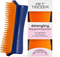 Pet Teezer Detangling Dog Grooming Brush, Dog Bath Brush for Long Haired Breeds and Wet or Dry Fur, Large, Navy & Orange
