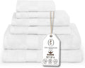 Premium Staple Cotton Bathroom Towel Set - White 600 GSM 6-Piece Luxury Bath Towel Set 1 Stripe - 2 Bath Towels, 2 Hand Towels & 2 Washclothes Set - High Absorbent & Quick Dry for Gym, Spa, Hotel