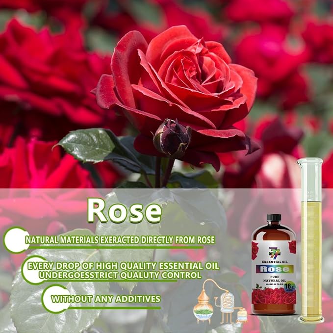 Rose Essential Oil (16 oz / 480 ml) – Rose Oils for diffusers, humidifiers, Home Baths, Cleaning Products, Yoga, DIY Soaps and DIY Scented Candles