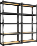 LEVELEVE 5-Tier Storage Shelving Unit, 2020 lbs Capacity, Heavy Duty Adjustable Metal Utility Shelf, 48" L x 18" W x 73" H for Garage, Kitchen, Pantry, Basement, Bathroom, Laundry, 2 Pack