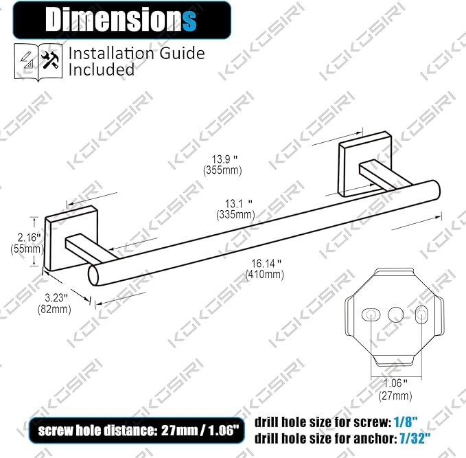 KOKOSIRI Hand Towel Bar Bathroom Towel Holder for Bath Kitchen Cabinet Towel Rails 16 Inch Champagne Bronze Stainless Steel B4005CPG-L16