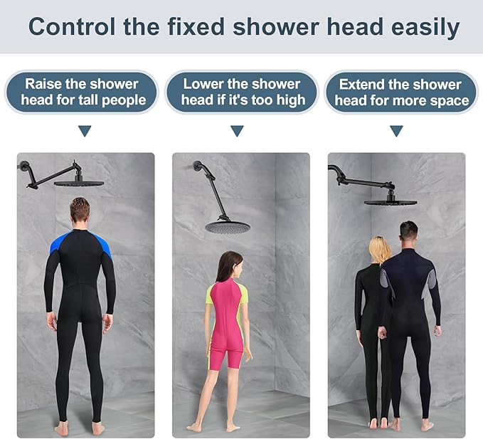 BRIGHT SHOWERS Brass Shower Head Extension Arm for Rain and Handheld Shower Head, 10 Inch Universal Shower Arm Extender, Height & Angle Adjustable, Oil-Rubbed Bronze