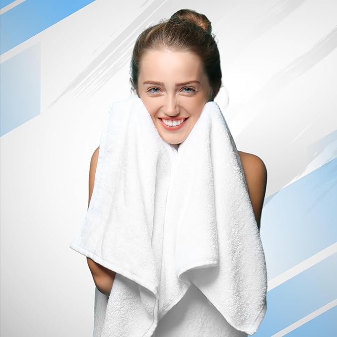 Infinitee Xclusives Luxury 100% Cotton Towel Set – 8 Piece Bathroom Towel Set (2 Bath Towels, 2 Hand Towels, 4 Washcloths) – Soft & Absorbent Towels for Bathroom (Tranquil Navy)
