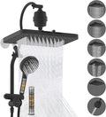 Hibbent 5-spray Dual Filtered Rainfall Shower Head Combo, High Pressure 13'' Showerhead with 10 Spray Handheld, Easy Reach 4-way Diverter Arm with Pause Mode, 71'' Hose & Holder, Oil-Rubbed Bronze