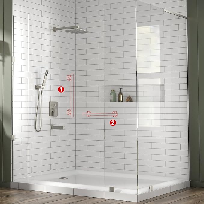 Lava Odoro Shower Grab Bar, Modern Stainless Steel Handicap Grab Bar for Bathtubs and Showers, Shower Safety Bar for Seniors Disabled, ADA-Compliant (Brushed Nickel, 12 Inch)