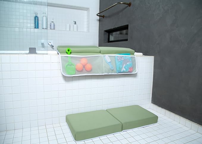 Rylor Baby Bath Kneeler & Elbow Rest Pad - Ultra Thick Foam Cushion for Bathing Infants & Toddlers - 26'' Extra Long and 2.4'' Thick - Non-Slip, Comfortable Support (Green)