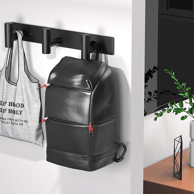 Coat Rack Wall Mounted-3 Hooks,Heavy Duty Stainless Steel Wall Hooks for Towel Coat Bag, Hat Rack Coat Hanger Coat Hooks Towel Racks for Bathroom Entryway Kitchen Hotel Office (Black, 2 Packs)