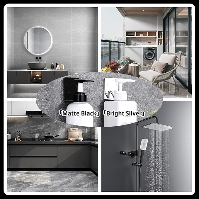 6Pcs Resizable Soap Bottle Dispenser Holder Wall Mount for Shower, Soap Shampoo Lotion Dispenser Wall Mount Bottle Holder for Bathroom Kitchen with Screw Sets (6pcs Silvery)